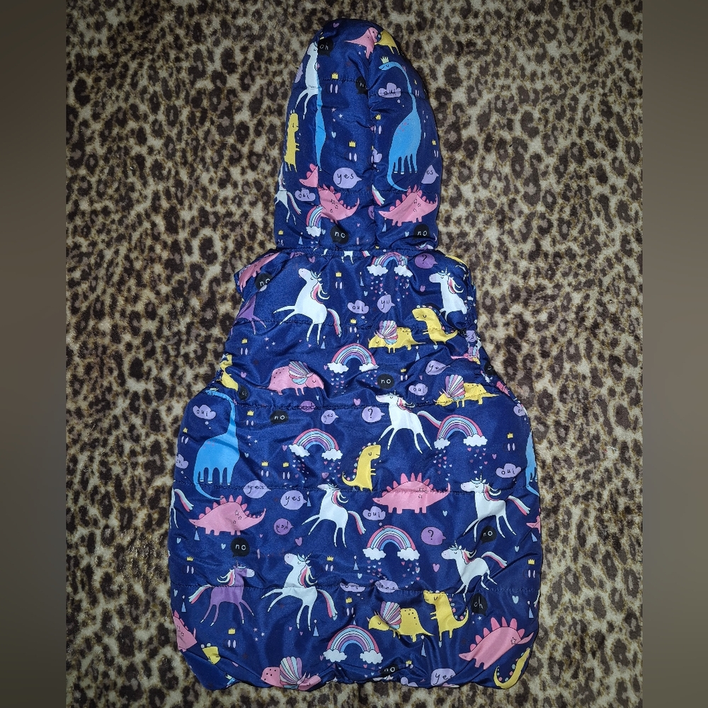 Girl's Dino Unicorn Hooded Vest L EUC - Picture 4 of 14